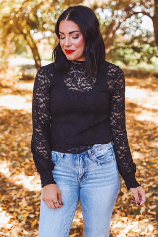 Dahlia Lace Top-Black