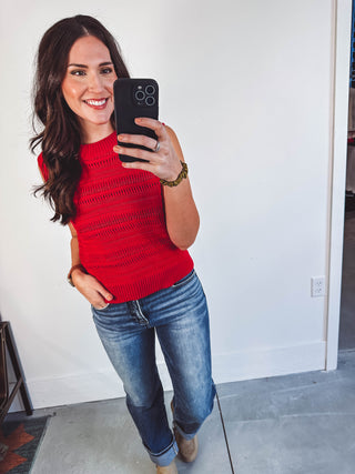 Tessa Knit Top-Red