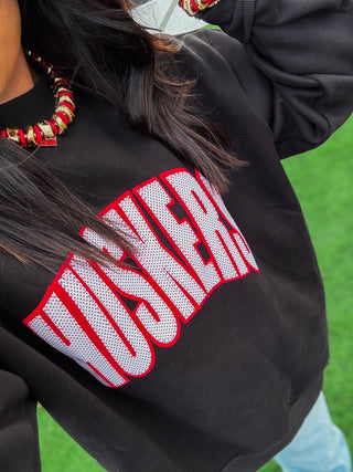 Huskers Polka Dot Sewn Mockneck-Black