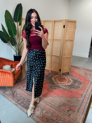 Darrian Polka Dot Midi Skirt