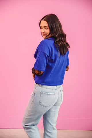 Gracie Knit Top-Cobalt Blue