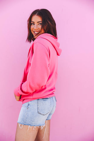 Charlie Zip Up Hoodie-Pink