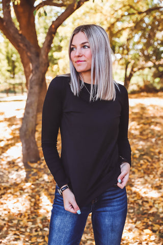 Laci Basic Long Sleeve Top-Black