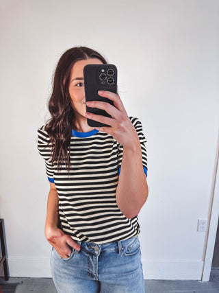 Brandi Striped Top-Black