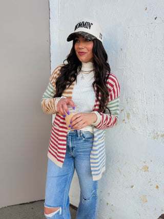 Saylor Color Block Striped Cardigan