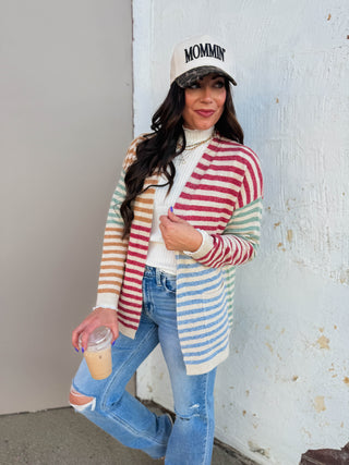 Saylor Color Block Striped Cardigan