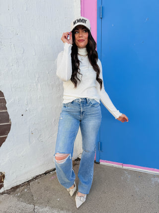 Piper Mock Neck Top-Ivory