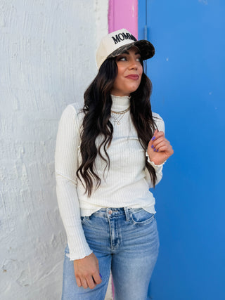 Piper Mock Neck Top-Ivory