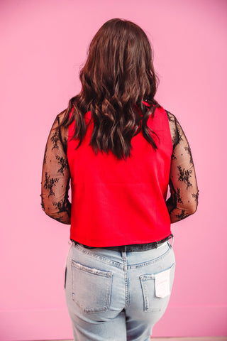 Audrey Tie Vest Top-Red