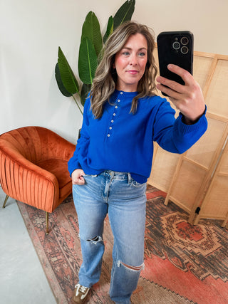 Kiara Henley Sweater-Blue