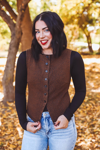 Emma Leopard Denim Top