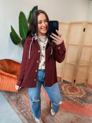 Grady Corduroy Shacket-Rust