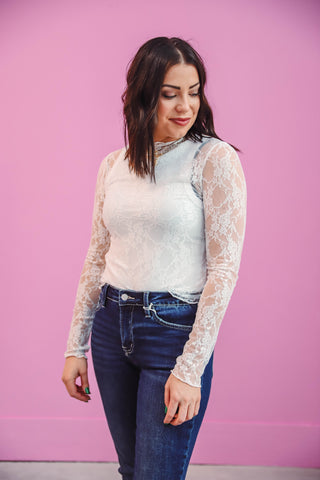 Cristin Lace Top-White