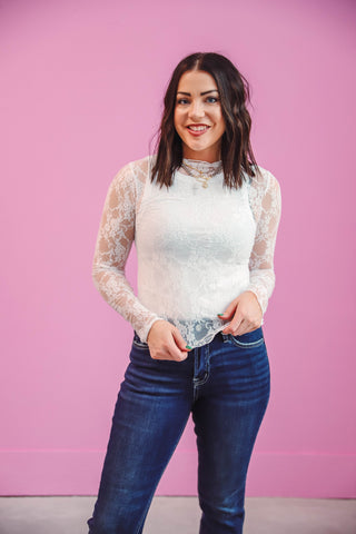 Cristin Lace Top-White