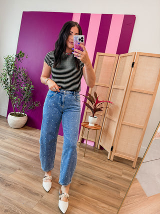 Find Your Soft Striped Tee-Black