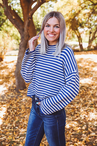 Remi Striped Sweater-Blue