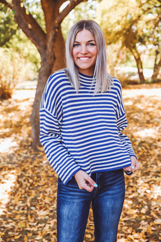 Remi Striped Sweater-Blue