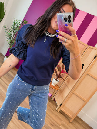 Monet Denim Top