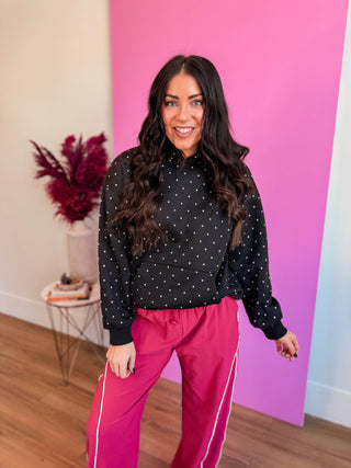 Millie Polka Dot Hoodie-Black