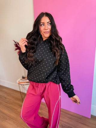 Millie Polka Dot Hoodie-Black