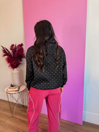 Millie Polka Dot Hoodie-Black