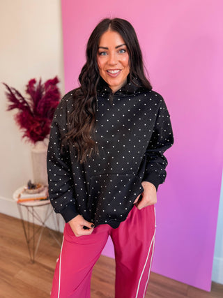 Millie Polka Dot Hoodie-Black