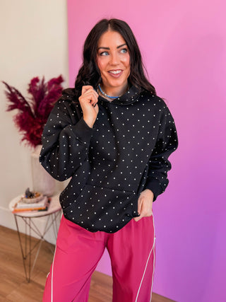 Millie Polka Dot Hoodie-Black