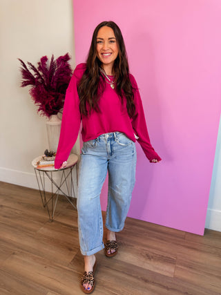 Cozy Core Pullover-Plum Pink