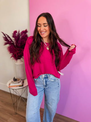 Cozy Core Pullover-Plum Pink