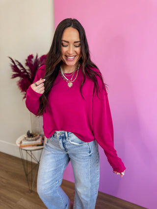 Cozy Core Pullover-Plum Pink