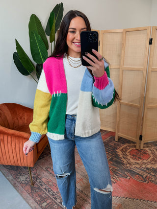 Jade Color Block Cardigan