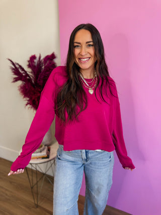 Cozy Core Pullover-Plum Pink