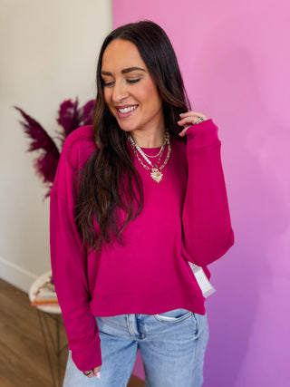 Cozy Core Pullover-Plum Pink