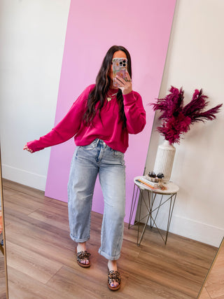 Cozy Core Pullover-Plum Pink