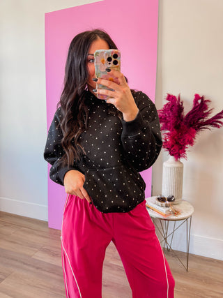 Millie Polka Dot Hoodie-Black