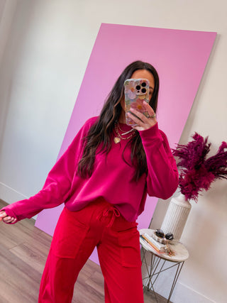 Cozy Core Pullover-Plum Pink