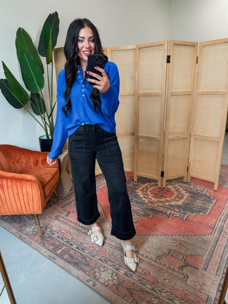 Kiara Henley Sweater-Blue