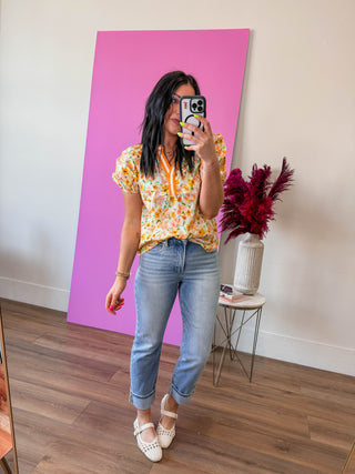 Georgia Floral Top-Yellow/Orange