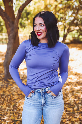 Laci Basic Long Sleeve Top-Iris