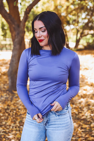 Laci Basic Long Sleeve Top-Iris