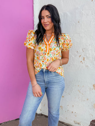 Georgia Floral Top-Yellow/Orange