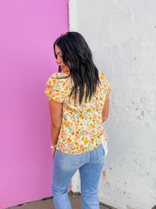 Georgia Floral Top-Yellow/Orange