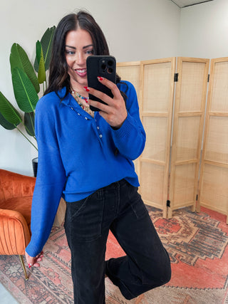 Kiara Henley Sweater-Blue