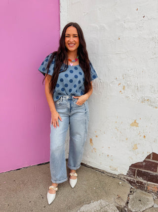 Ada Polka Dot Top-Dark Blue/Blue