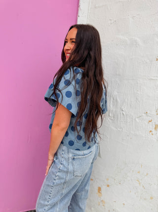 Ada Polka Dot Top-Dark Blue/Blue