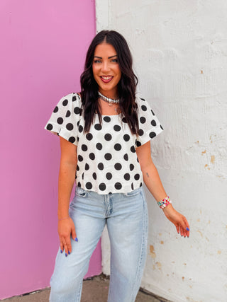 Ada Polka Dot Top-Off White/Black