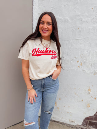 Huskers Script Logo Tee
