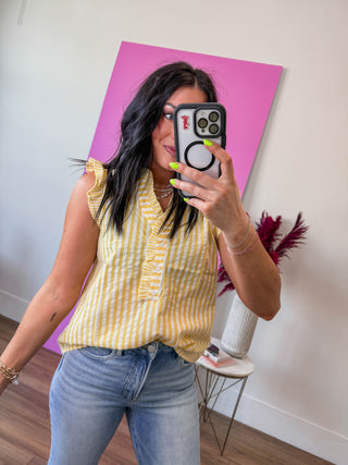 Mae Striped Top-Yellow