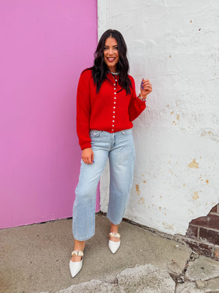 Delaney Cardigan-Red