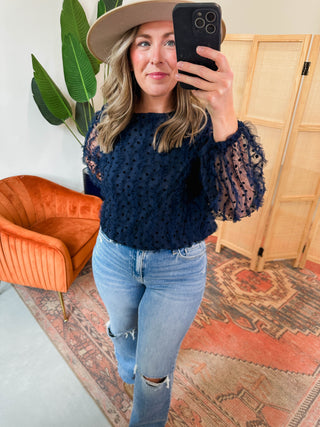 Fiona Polka Dot Top-Navy
